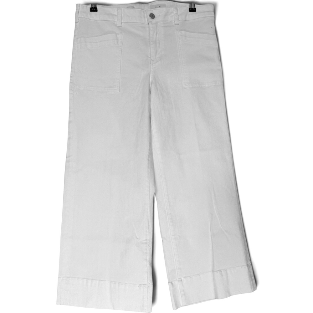 Pilcro and the Letterpress White Wide Leg Crop Jeans Patch Pocket Womens 31